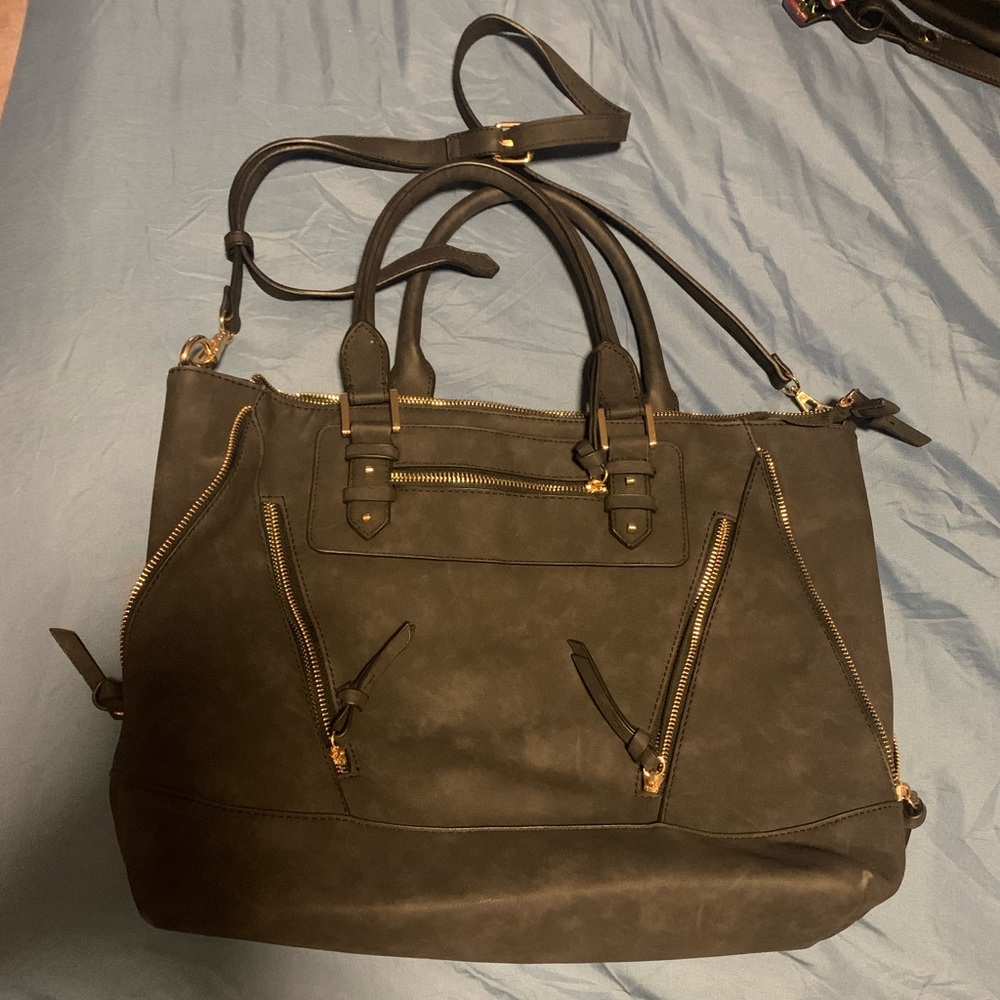 Black tote bag with shoulder strap